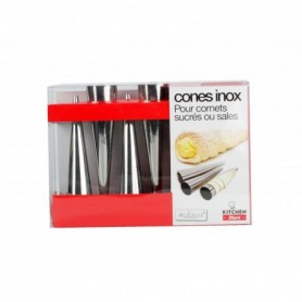 Lot de 4 cones en inox pour cornets  dia 3/ haut 12 cm"Kitchen Store" Ard'time