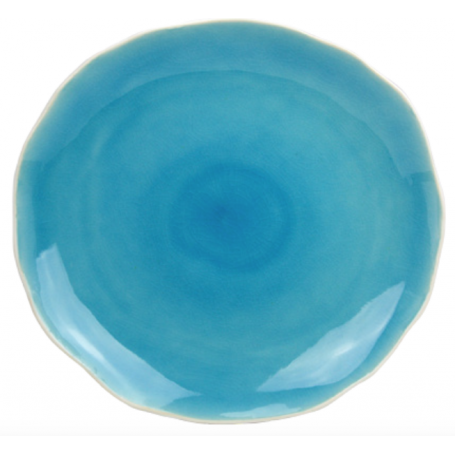 Assiette en céramique GM - intérieur craquelé collection Nuük - diam. 26.7*3CM - turquoise et blanc -  Ard'time