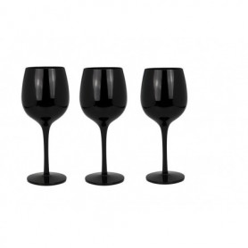 Lot de 3 verres à pied noirs 225mL - 6.5*7.5*20cm - "Foire aux Vins" Ard'time