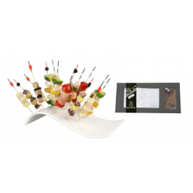 Coffret "Les p'tites brochettes" : support à brochettes en porcelaine petit modèle + 50 piques à brochettes Ard'time