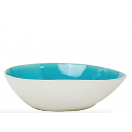 coupelle ovale  en céramique - intérieur craquelé - collection Nuük - diam. 20,4* 16,7*5,9cm - turquoise et blanc - Ard'time