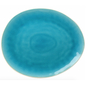 plat oval GM  - intérieur craquelé collection Nuük - diam. 28,4*23,7*2,8 CM - turquoise et blanc -  Ard'time