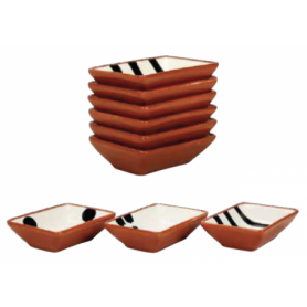 Coupelle rectangulaire  " Terracotta " en céramique - dim 9 x 6,3 x 2,5 cm - 6 modèles panachés - Ard'time
