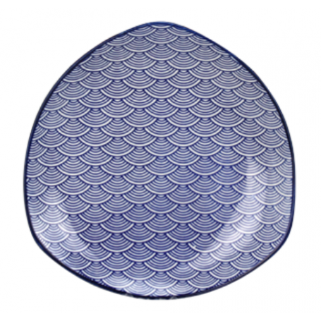 Assiette triangulaire collection Blue Lagoon - dim 17,5*17,5*2,5cm -4 designs panachés - Ard'time