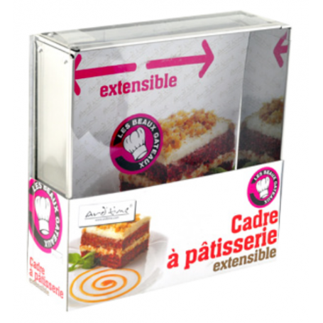 Lot de 2 cadres extensibles - 15,5 mini et 27,8 maxi + 10,5 mini et 17,8 maxi - boite PVC "Mes beaux gâteaux" - Ard'time