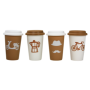 Mug à café 400mL bicolore avec couvercle silicone diam. 9 x H. 12,5cm - porcelaine - 4 designs panachés coffee shop - Ard'time