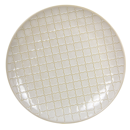 Assiette diam. 21cm x H.2,5cm en grès - collection "Matcha" - 2 designs panachés coloris crème - Ard'time