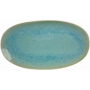 Plat oval 29,6x16,4x3,3cm en céramique émail réactif - 2 coloris panachés bleu et crème - collection "Nacre" - A création
