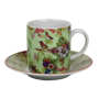 Tasse à café avec sous tasse "Ozio" 100 ml - Tasse : 7,7x5,5x6cm 6 designs panachés Oiseaux et Paons - Ard'time