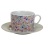 Tasse à thé avec sous tasse "Ozio" 220 ml - Tasse : 11*8,6*6cm - Soucoupe : 15,4x1,6cm - 6 designs panachés Fleurs- Ard'time