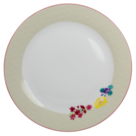 Assiette "Ozio" en porcelaine diam 27 cm - 2 designs panachés Fleurs - Ard'time