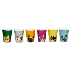 Coffret de 6 mini mugs "Fish & Cats" 100 ml - 6*7 cm - 6 designs panachés - boite cadeau avec fenetre - Ard'time