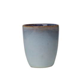 Cup 200mL "Koro" en céramique diam 7,4 x H 8,7cm - 3 coloris panachés bleu / taupe et gris - Val&Time