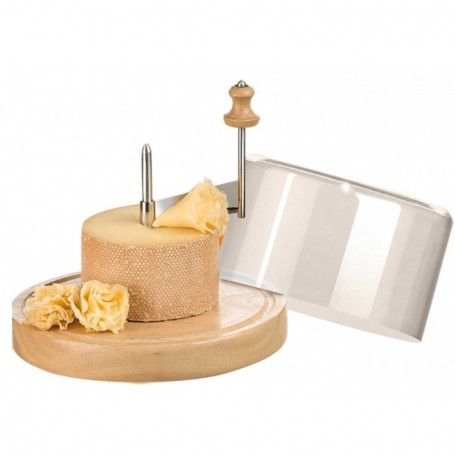 Racloir à fromage type "tête de moine" avec cloche support bois  Ard'time