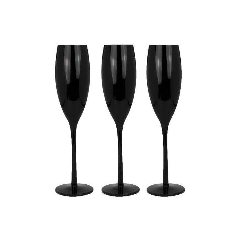 Lot de 3 flûtes à champagne noires 140mL 5*6.8*25cm "Foire aux Vins