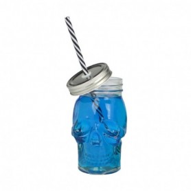 Drinking jar 480mL "Cubanios" sans poignée - 10*9*14,5cm - avec paille noire - display Ard'time