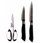 Coffret 2 couteaux et ciseaux lames crantées poignées en inox couteau 12,5cm, couteau à peler 7,5cm, ciseaux - Ard'time