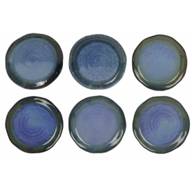 Assiette GM Oxyd' en céramique émail réactif diam. 27,5cm - 2 coloris panachés bleu et grès - A création