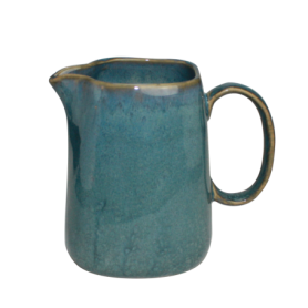 Pichet "Kubikolor" 1,2 litre - 15,5x11,5x17cm - en céramique émail réactif - 2 coloris panachés  bleu et taupe - A création