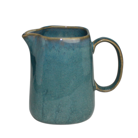 Pichet "Kubikolor" 1,2 litre - 15,5x11,5x17cm - en céramique émail réactif - 2 coloris panachés  bleu et taupe - A création