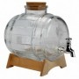 Fontaine tonneau 2,3 litres en verre avec support en bois - boite ouverte "Drinking Jar"  - Ard'time