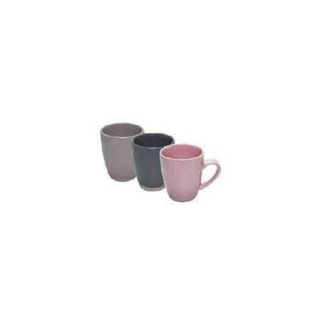 Mug en céramique"IKO" 340 ml - 3 coloris assortis : gris clair, gris foncé et rose pastel - Ard'time