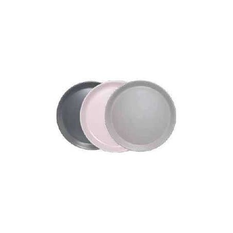 Grande assiette en céramique "IKO"  diam 26 cm - 3 coloris assortis : gris clair, gris foncé et rose pastel - Ard'time