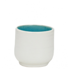 Tasse à thé 170 MLen céramique - intérieur craquelé collection Nuük - diam. 7,*7cm - turquoise et blanc - Ard'time