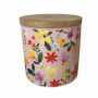 Boite petit modèle "Flowers"avec un couvercle en bambou coloris panachés rose/jaune- porcelaine 9 x 9,5 x h 9,8 cm Ard'time
