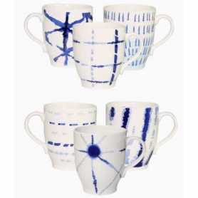 Mug 355mL - 6 designs panachés "Indigo Dye" - 9x12x11cm - Ard'time