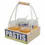 Support panier "Pastis" avec 4 verres imprimés diam 5.6 x H 8.3 cm et 4 cuillères en céramique - Ardtime