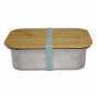 Lunch box "Escapade" 1200 ml en inox avec un couvercle en bambou et une fermeture en silicone 19.3 x 14.3 x 6.5 cm -  Ard'time