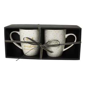 Lot de 2 mugs droits "Rêve étoilé" 360mL en porcelaine - 8,5x5,5x10,2cm - coffret cadeau - Ard'time