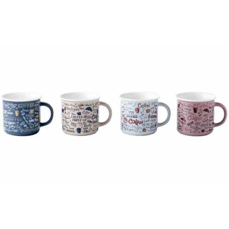 Maxi mug "2GO" 500 ml - en porcelaine mate diam 10,5 x h 9 cm - 4 designs panachés - Ardtime