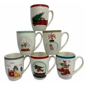 Mug en porcelaine "Wonderland" 320 ml - Dim 8,5 x 12 x 11 cm - 6 designs panachés- Val&Time