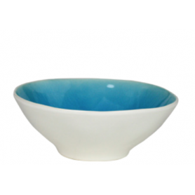 Coupelle en céramique - intérieur craquelé PM collection Nuük - diam. 11,8*5cm - turquoise et blanc - Ard'time