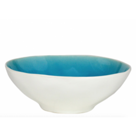Coupelle en céramique - intérieur craquelé GM collection Nuük - diam. 15*5,5cm - turquoise et blanc - Ard'time