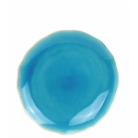 Assiette en céramique PM - intérieur craquelé collection Nuük - diam. 20.5*2.5CM - turquoise et blanc -  Ard'time