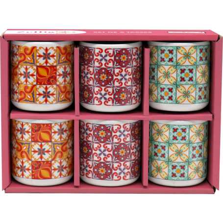 6 tasses à café en céramique "Zellig" - 6 designs assortis - Boite cadeau Ard'time