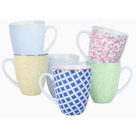Mug "IKOMA"en porcelaine - 6 designs panachés - dim 12 x 9 x 10,5 cm -  355 ml - Ard'time