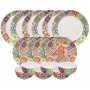 Service 18 pièces "Zellig" en céramique : 6 grandes assiettes + 6 petites assiettes + 6 bols 14 cm - dans une boite couleur