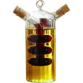 Huilier vinaigrier en verre borosilicate "Bobyo"avec bouchons en liège - dans une boite couleur