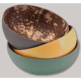 / RUPTURE / Coupelle "Sasebo"en noix de coco avec intérieur laqué imprimé diam 13.5 x H 3.5 cm