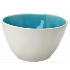 Bol GM en céramique - intérieur craquelé - collection Nuük - diam. 15 * 8,8 cm - turquoise et blanc - Ard'time