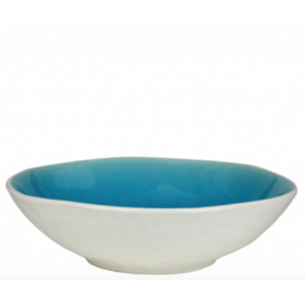 Saladier PM en céramique - intérieur craquelé collection Nuük - diam. 19,8*7cm - turquoise et blanc  - Ard'time