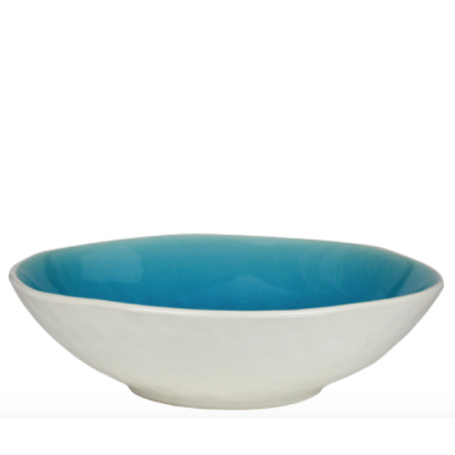 Saladier PM en céramique - intérieur craquelé collection Nuük - diam. 19,8*7cm - turquoise et blanc  - Ard'time