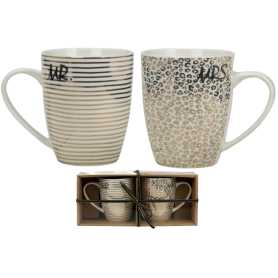 Lot de 2 mugs 320mL en porcelaine - 12,3*8,5*10,2cm - coffret jour polaire - ensemble 1 Ard'time