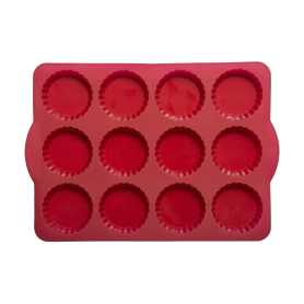 Moule 12 tartelettes en silicone 29,6 x 23,9 x 2,5cm - rouge