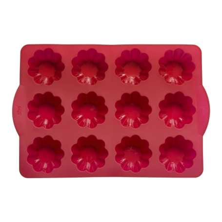 Moule 12 briochettes en silicone 32 x 23,5 x 5cm - rouge