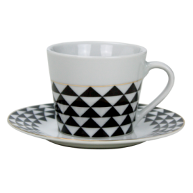 Tasse à thé Juliette avec soucoupe 220mL diam. 8,3 x H. 7,6 cm en porcelaine - 6 designs panachés - Ard'time